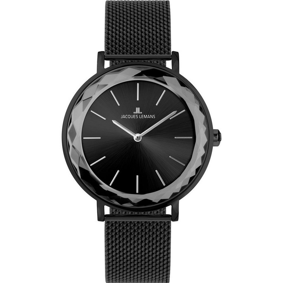 Jacques Lemans Quarzuhr Jacques Lemans Damen Uhr 1-2054G Edelstahl, schwarz  IP beschichtet, (1-tlg)