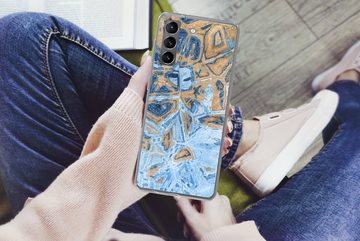 MuchoWow Handyhülle Marmor - Farbe - Gold - Blau, Phone Case, Handyhülle Samsung Galaxy S21 Plus, Silikon, Schutzhülle