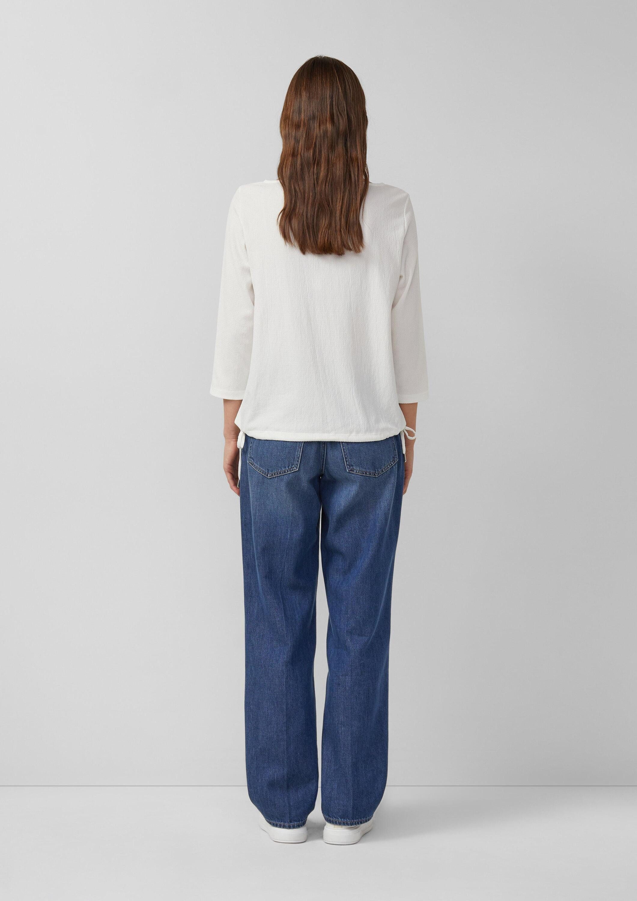 s.Oliver 3/4-Arm-Shirt T-Shirt Strukturierte Shirt-Bluse mit U-Boot-Ausschnitt