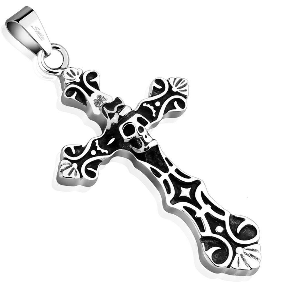 Anhänger Set Anhänger Totenkopf Kreuzform Silber aus Edelstahl Unisex