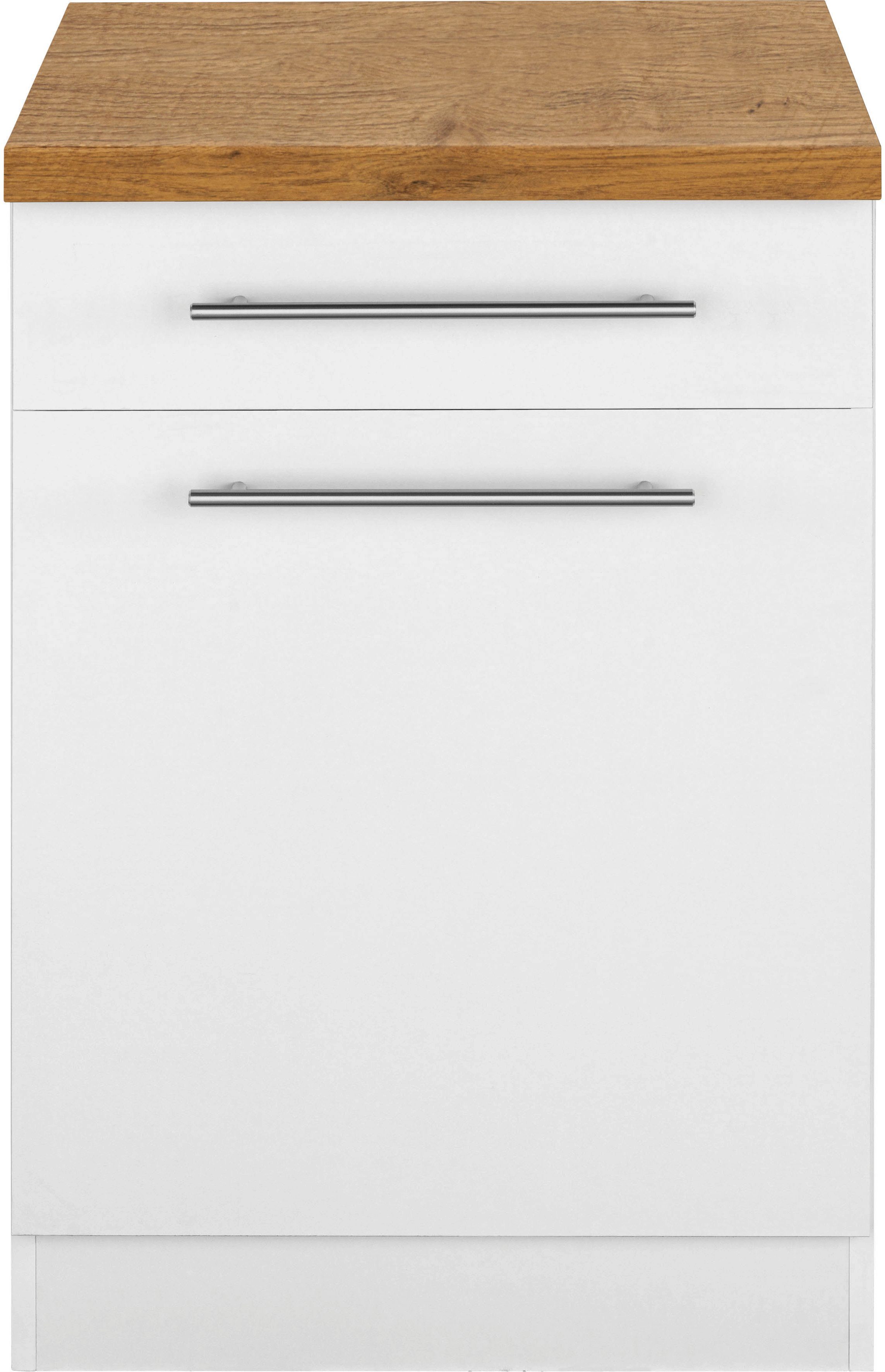 wiho Küchen Unterschrank Unna 60 cm | weiß/kastelleichefarben Weiß breit