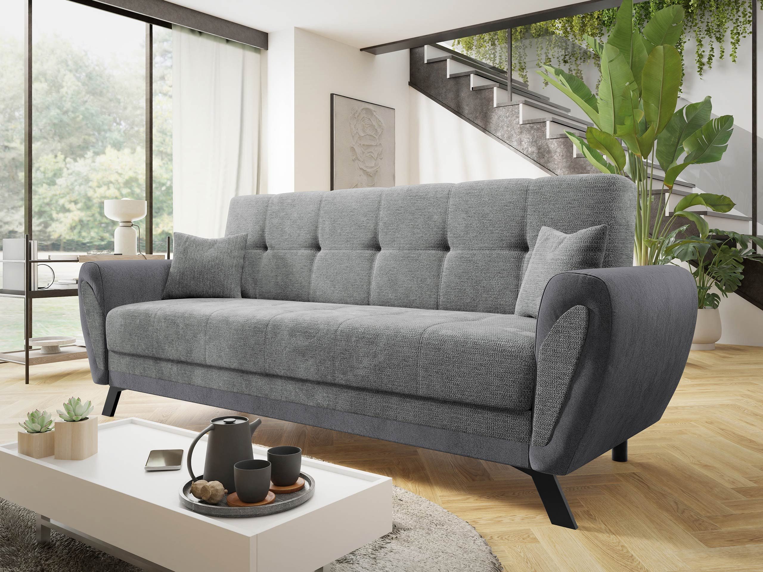 MIRJAN24 Schlafsofa Kaja, mit Schlaffunktion und Bettkasten, 3-Sitzer, Meta günstig online kaufen