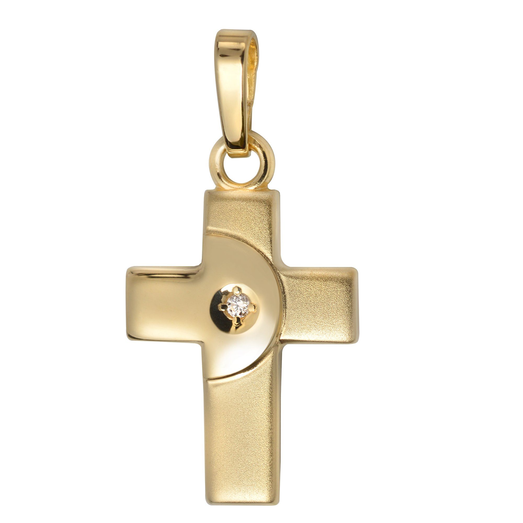 in 36 - Kette 585 70 Germany (Goldkreuz, cm Kinder), Mit Gold Kreuzkette Made Kette. und - oder vergoldet- Kreuzanhänger Damen für JEVELION ohne Länge wählbar