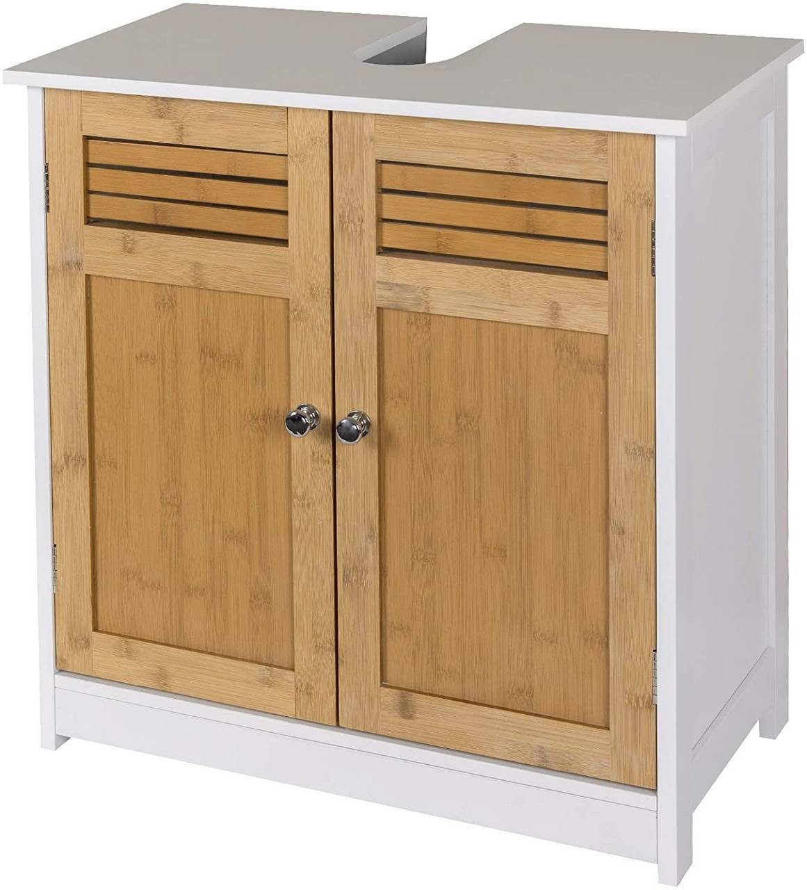 EUGAD Waschbeckenunterschrank Unterschrank Badezimmerschrank Waschtisch  Badschrank mit 2 Türen 60x30x60cm aus MDF Weiß+Natur online kaufen | OTTO