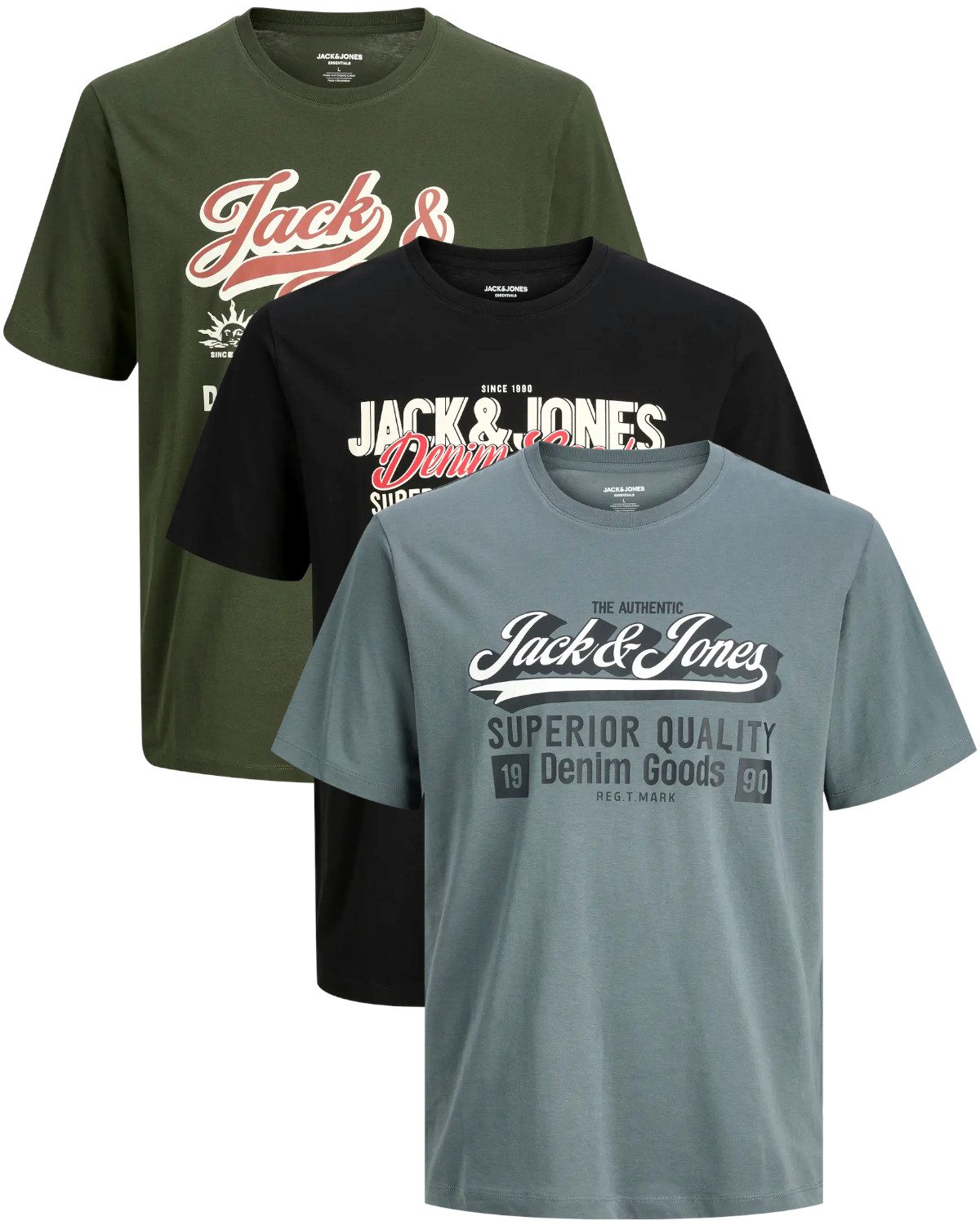 Jack & Jones Print-Shirt stilvolle Slim-Fit und Regular Shirts (Spar Set, 3 günstig online kaufen