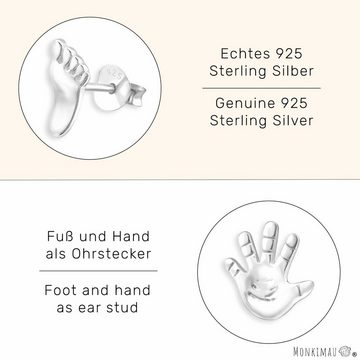 Monkimau Paar Ohrstecker Hand und Fuß Kinder Ohrringe aus 925 Silber (Packung)