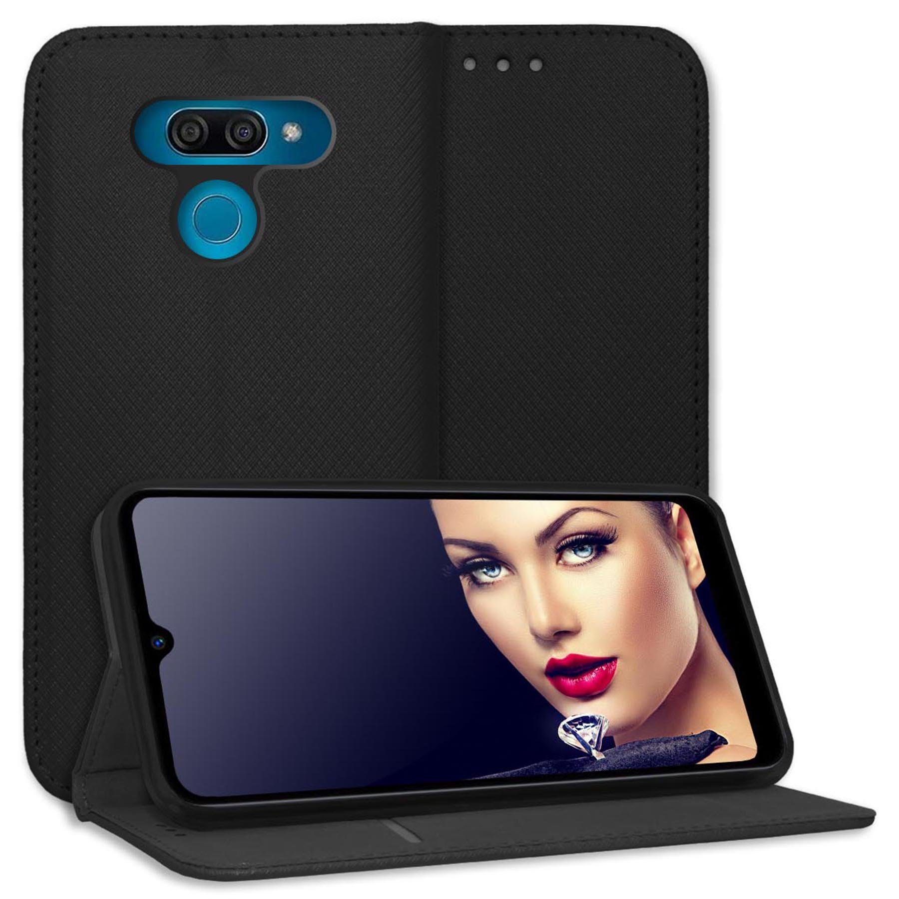 mtb more energy Smartphone-Hülle Smart Magnet für LG K50, Schwarz, Bookstyle Klapphülle Cover Wallet Case aus Kunstleder