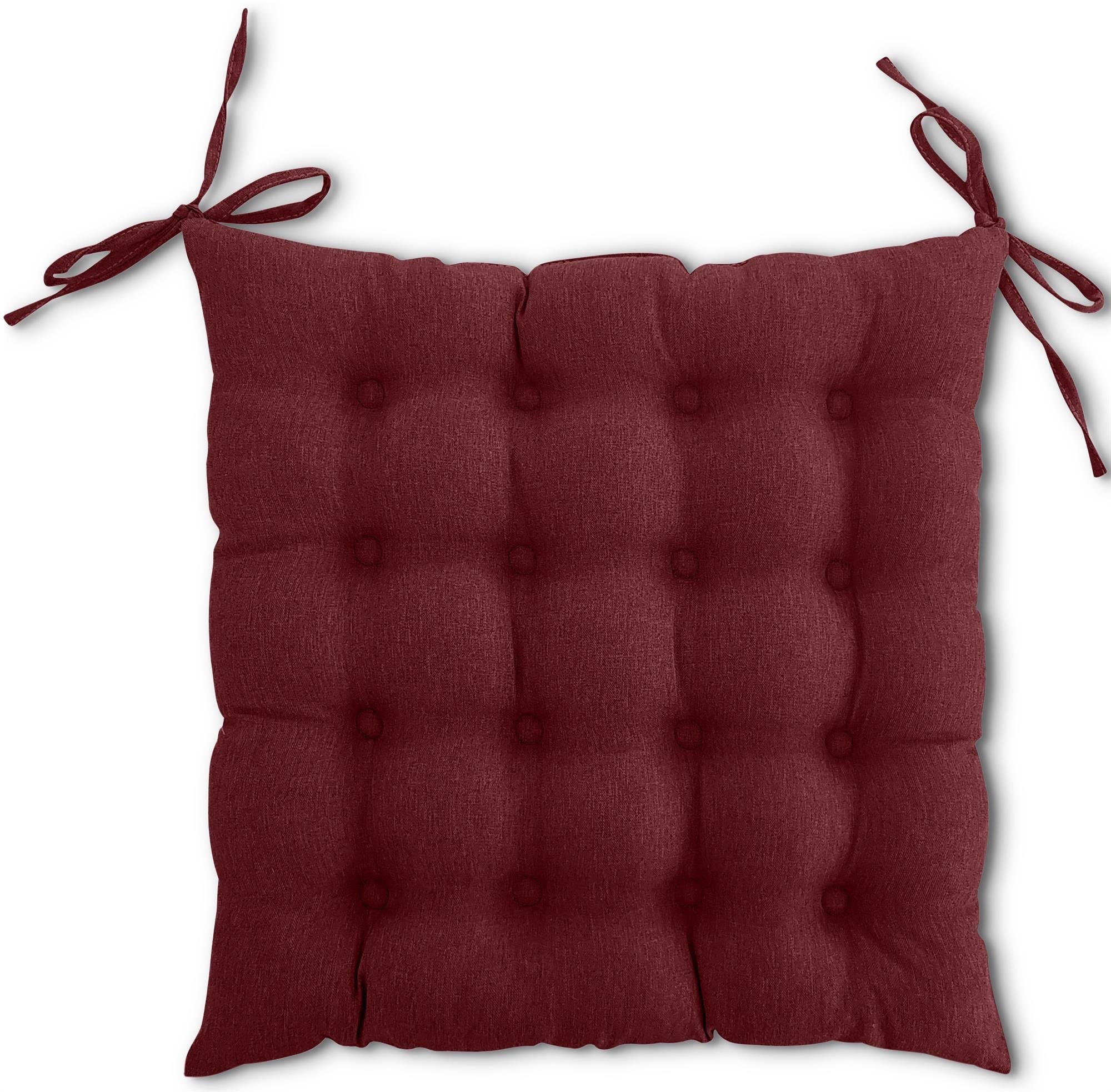 wometo Stuhlkissen Prime 40x40, OEKO-TEX®, Sitzkissen mit Steppung & Bändern