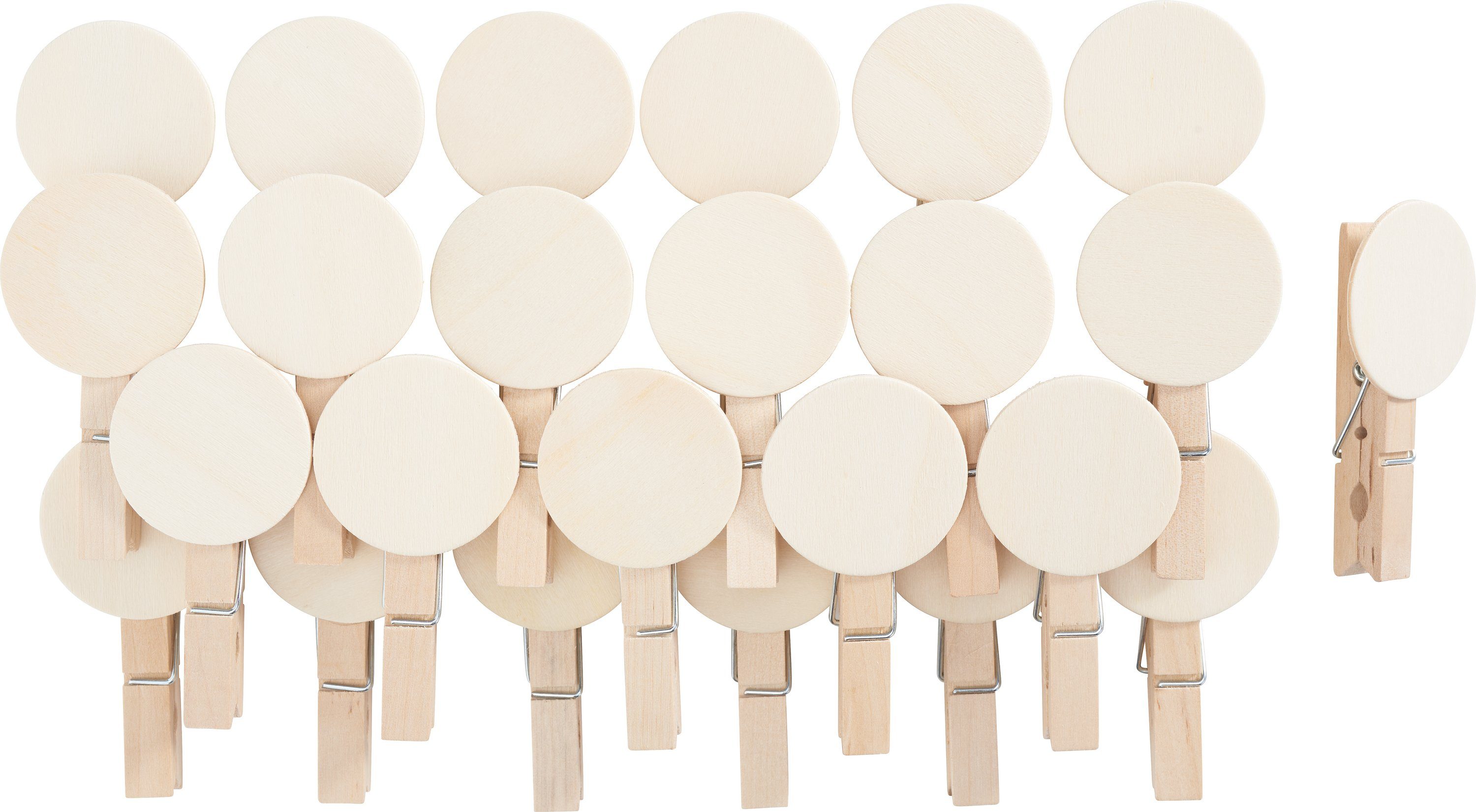 VBS Wäscheklammern Holzklammer Button, rund 24 Stück