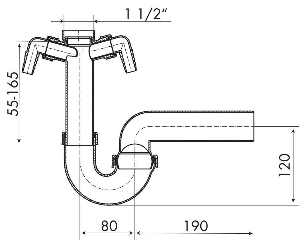 ½' Dallmer DALLMER 50 Kugelgelenksiphon 1 2, Einbauspüle Ø x mm