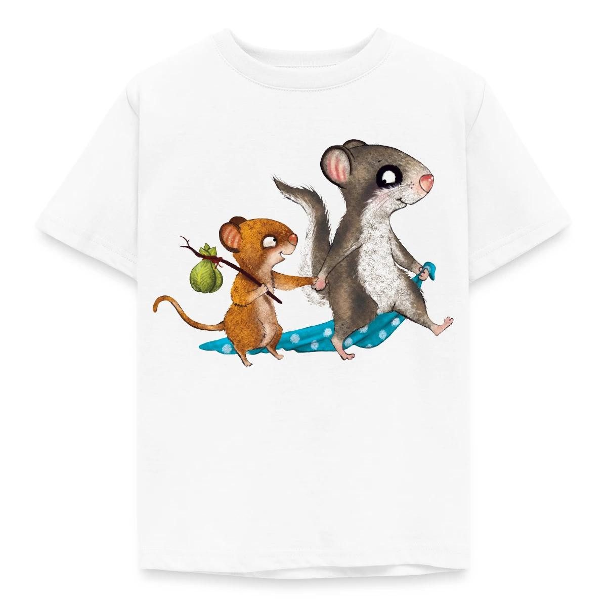 Spreadshirt T-Shirt Der Kleine Siebenschläfer Unterwegs Mit Der Maus Kinder T-Shirt (1-tlg)