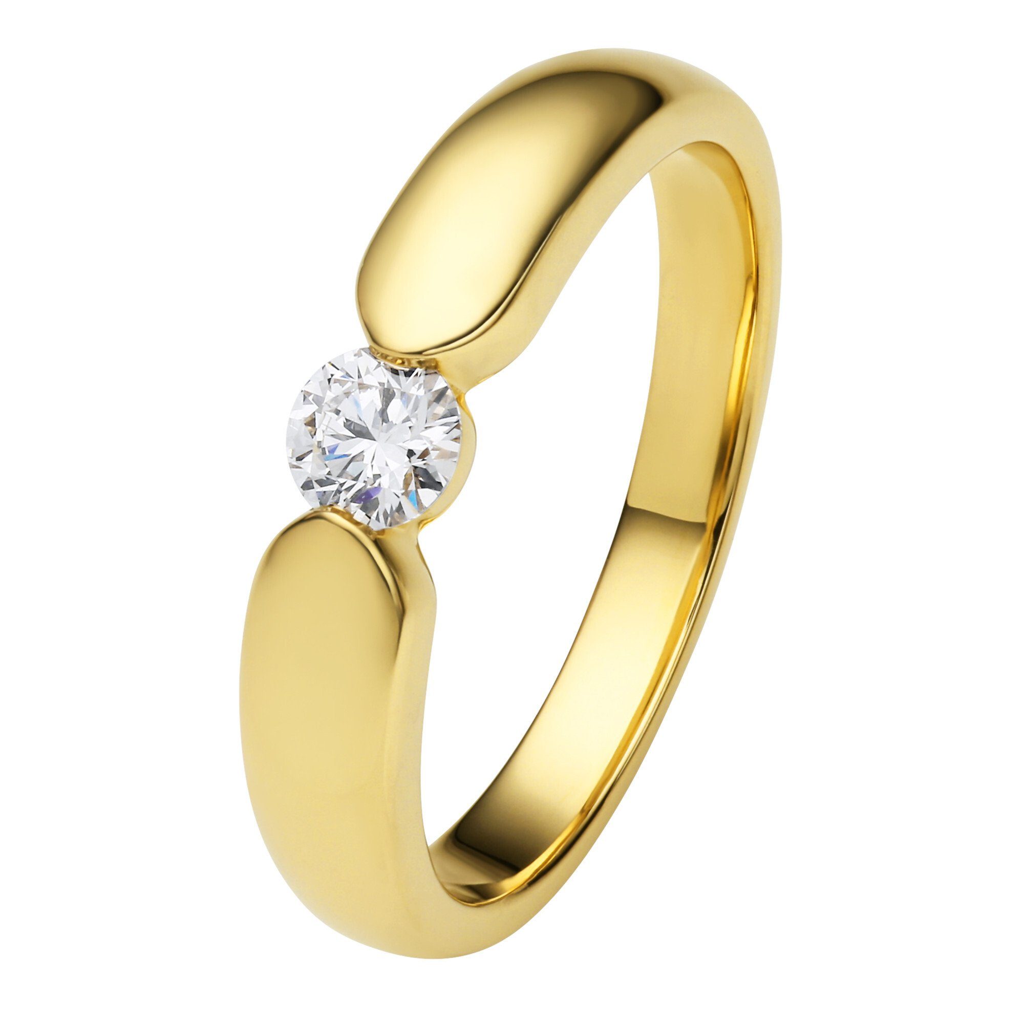 585 0.25 ct Spannfassung Schmuck ELEMENT Spannfassung Diamantring Damen ONE Diamant Gold Brillant Gelbgold, Ring aus