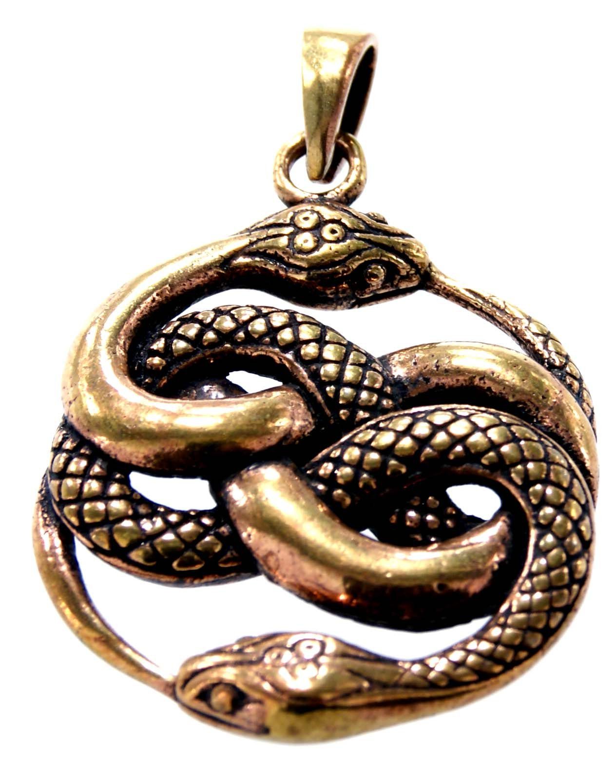 Schlange Kiss Bronze of zwei Knoten Anhänger Snake Kettenanhänger Leather Schlangen Auryn