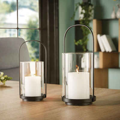 Home-trends24.de Windlicht Windlicht Teelichthalter Kerzenhalter Modern Schwarz Klassik 2er Set (2 St)