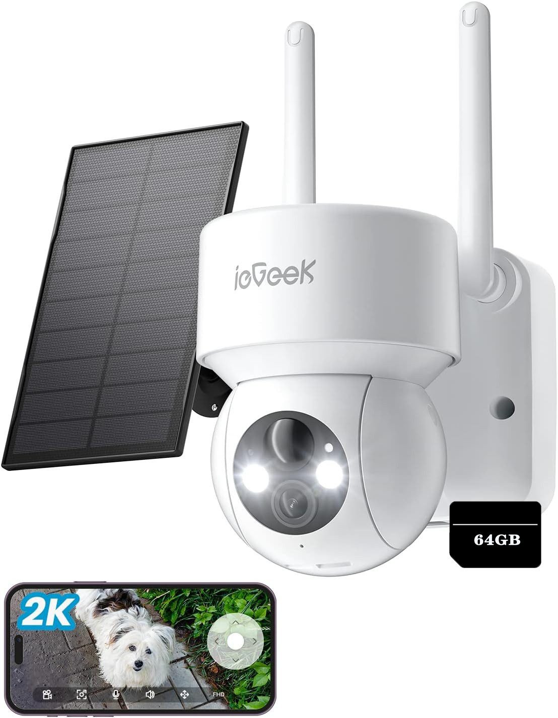 Thumbnail - ieGeek Überwachungskamera 3MP 2K überwachungskamera aussen akku Solar mit wlan (Aussen, Außenbereich, Außen, 2,4GHz WiFi...