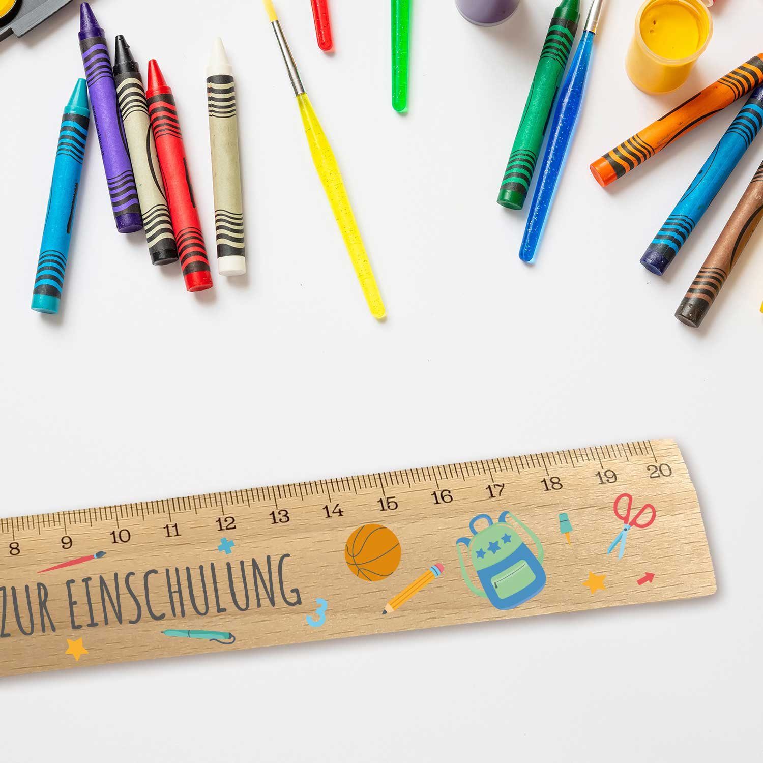 GRAVURZEILE Lineal Lineal im Einschulungs Design - für Kinder -, für Schule - Geschenk zur Einschulung