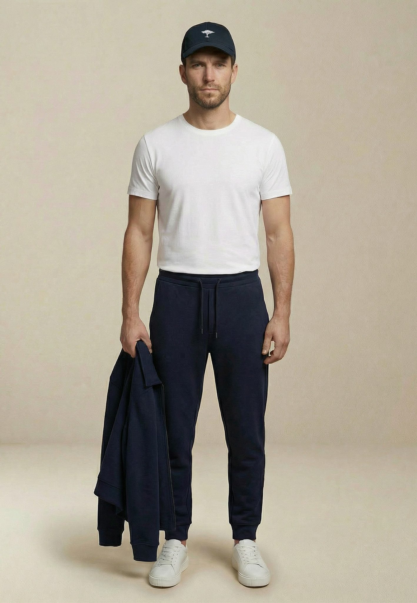 FYNCH-HATTON Stoffhose aus Polyester, Baumwolle und Elasthan, schmale Passform