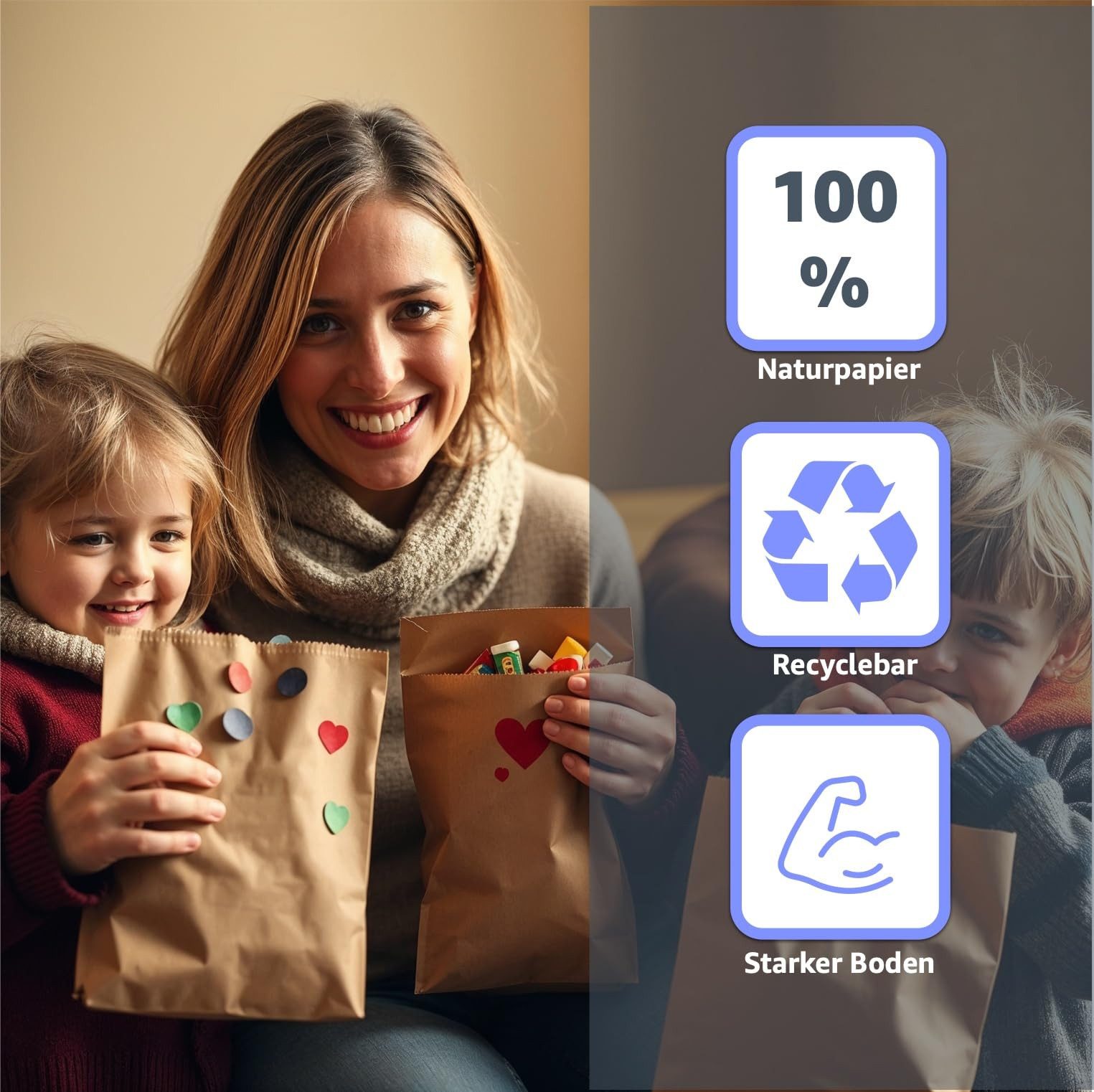 Bastelfreund® DIY-Adventskalender 50x Braune Kraftpapiertüten 210x140 mm Beutel Müllsack Biomülleimer (50er Set, 50-tlg)