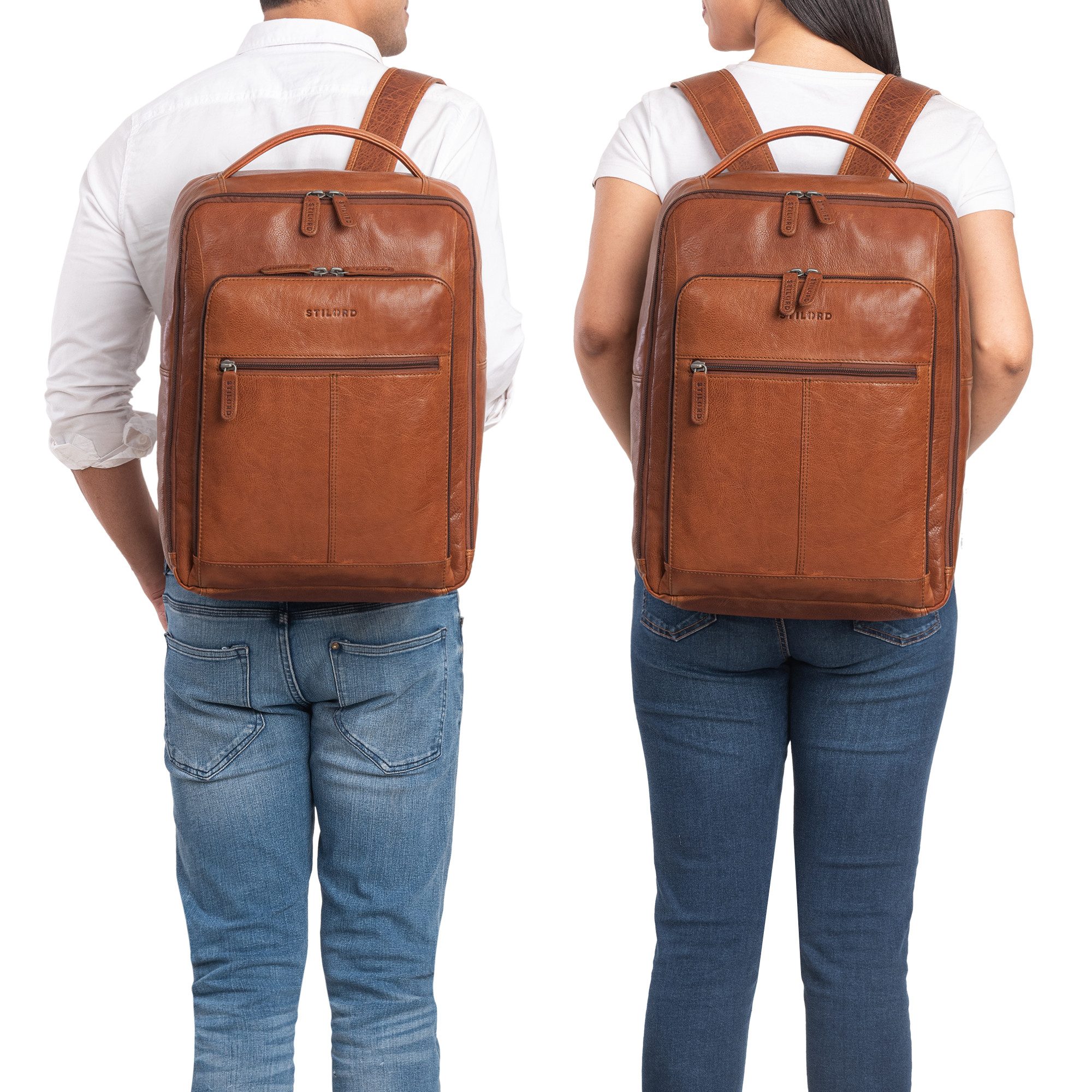 STILORD Notebook-Rucksack "Gordon" Geschmackvoller Rucksack Leder Herren und Damen