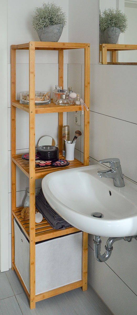 DuneDesign Badregal Bambus mit 5 Böden - Bambusregal für Bad und Küche ...