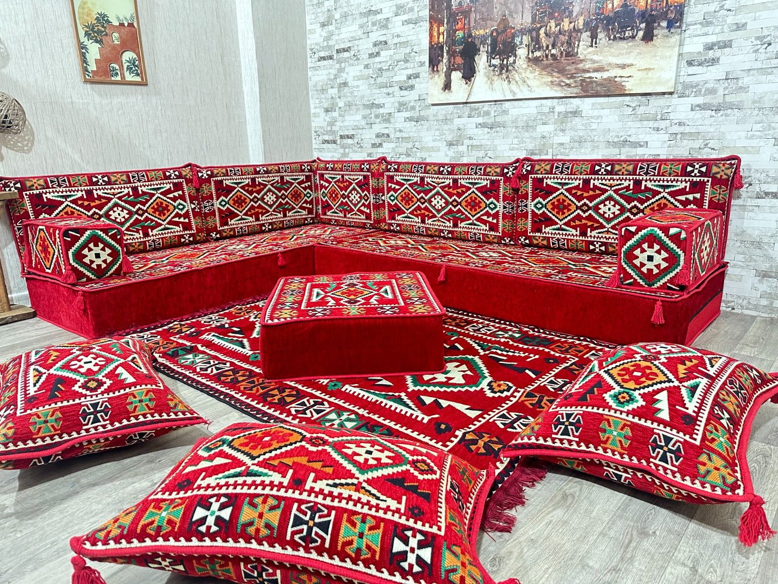 Sofa Orientalisches Sitzecke Set, Arabische Ecke Majlis, Sitzkissen