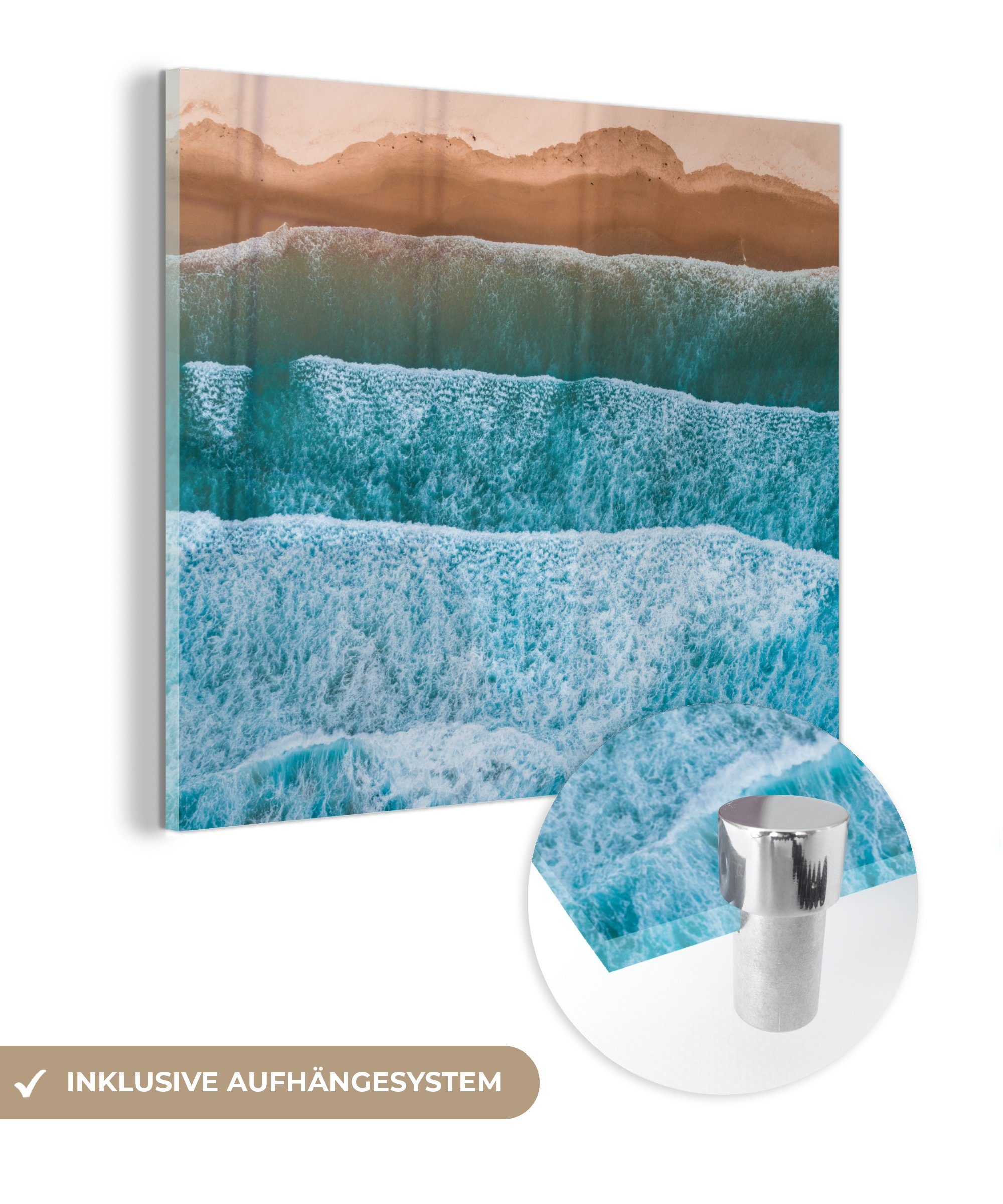 MuchoWow Acrylglasbild Meer - Golf - Muster, (1 St), Glasbilder - Bilder auf Glas Wandbild - Foto auf Glas - Wanddekoration