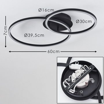 hofstein Deckenleuchte »Ovasta« moderne Deckenlampe aus Metall in Schwarz, 3000 Kelvin, 25 Watt, 3350 Lumen, Leuchte mit 2 Ringen