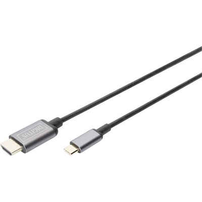 Digitus USB-C®® 3.1 - HDMI Adapterkabel, 1.8 m USB-Adapter, Aluminium-Stecker, Flexibel, HDMI-fähig, High Speed-HDMI, Rund