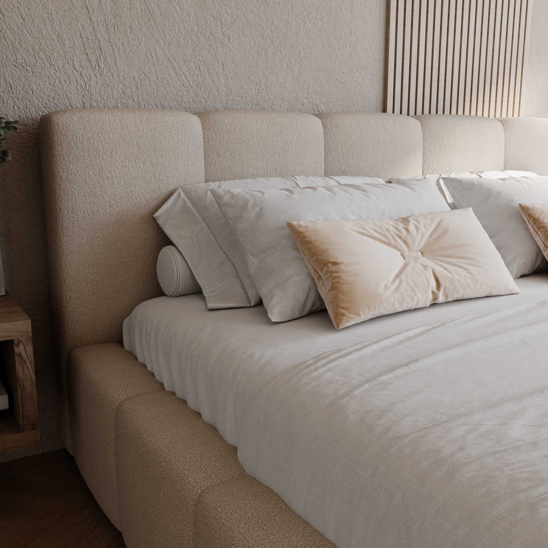 Compleo Polsterbett Wolkenbett modern und elegant, Designerbett LARAS (TOPSELLER Stauraumbett MADE IN EU), mit Bettkasten und Lattenrost