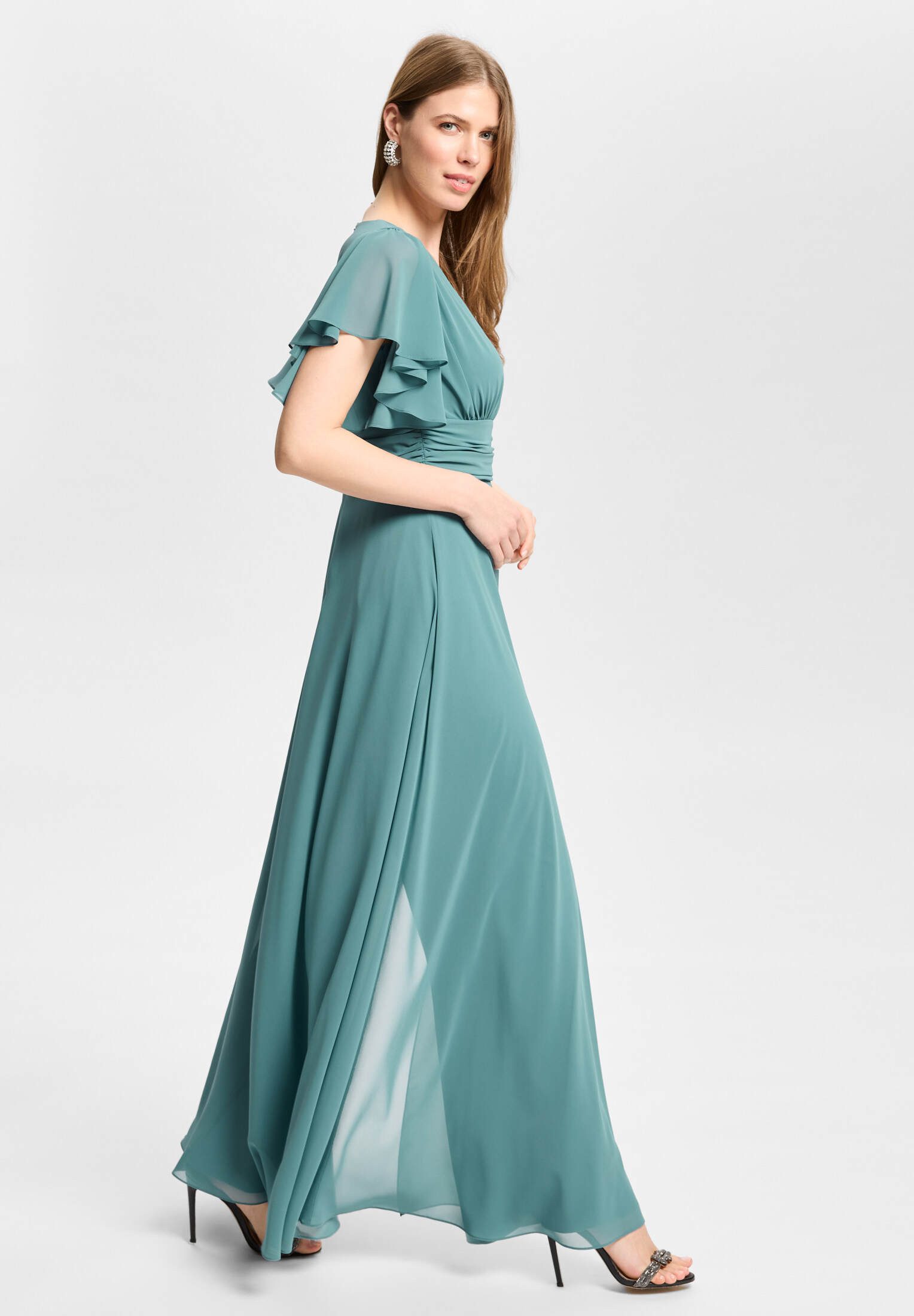 SWING Jumpsuit - Chiffon Jumpsuit mit Überrock und Volantärmeln Oberteil in figurbetonter Passform – Bild 5 von 5