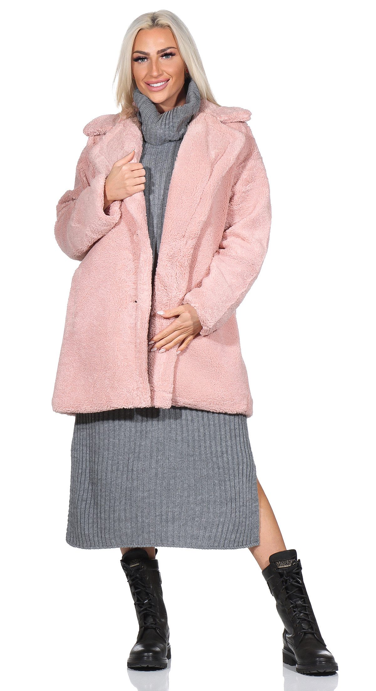 Aurela Damenmode Kurzmantel Boucle Damen Mantel günstig online kaufen