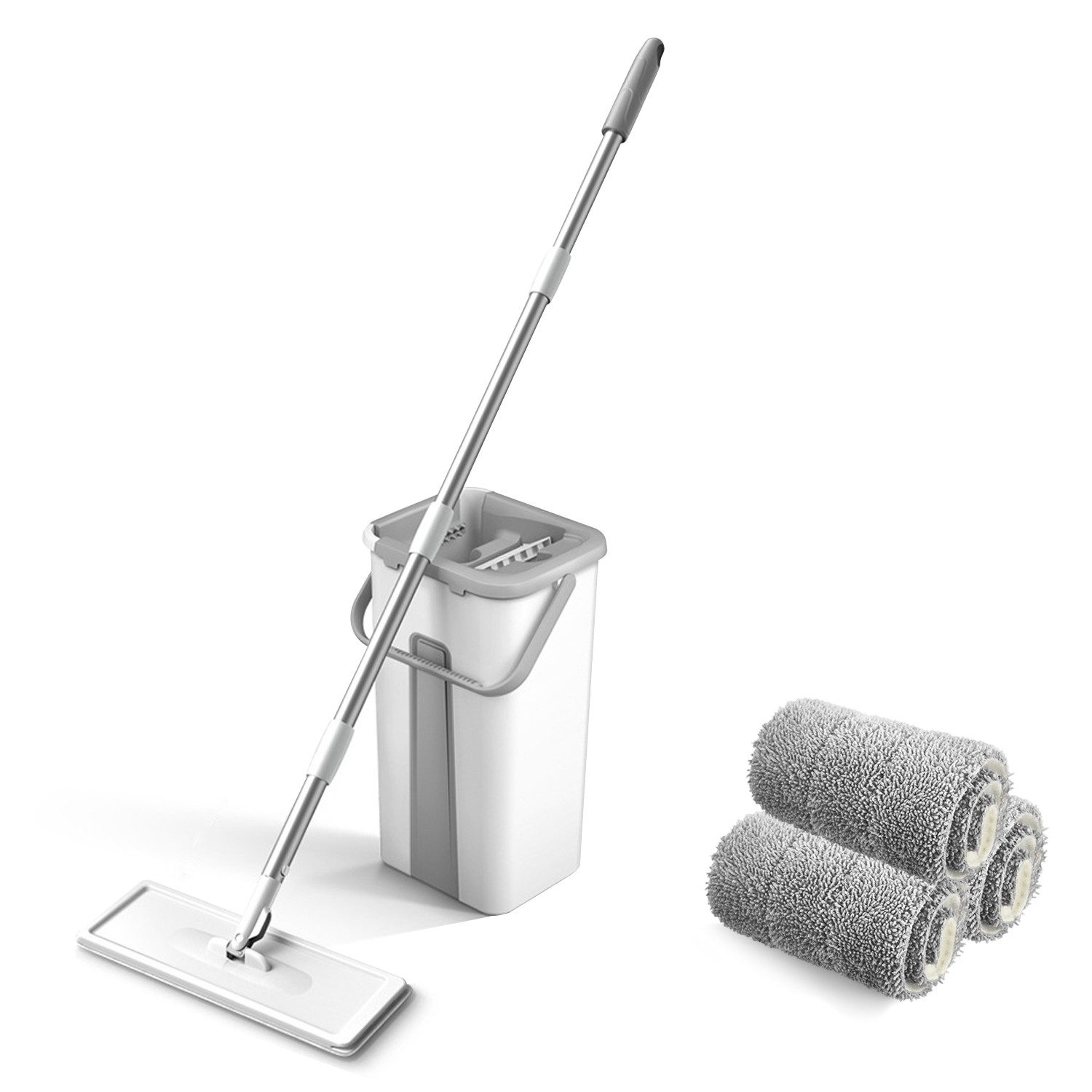 Wischmopp Bodenreinigungs-Mikrofaser-Mopp mit Eimer, 3er-Set