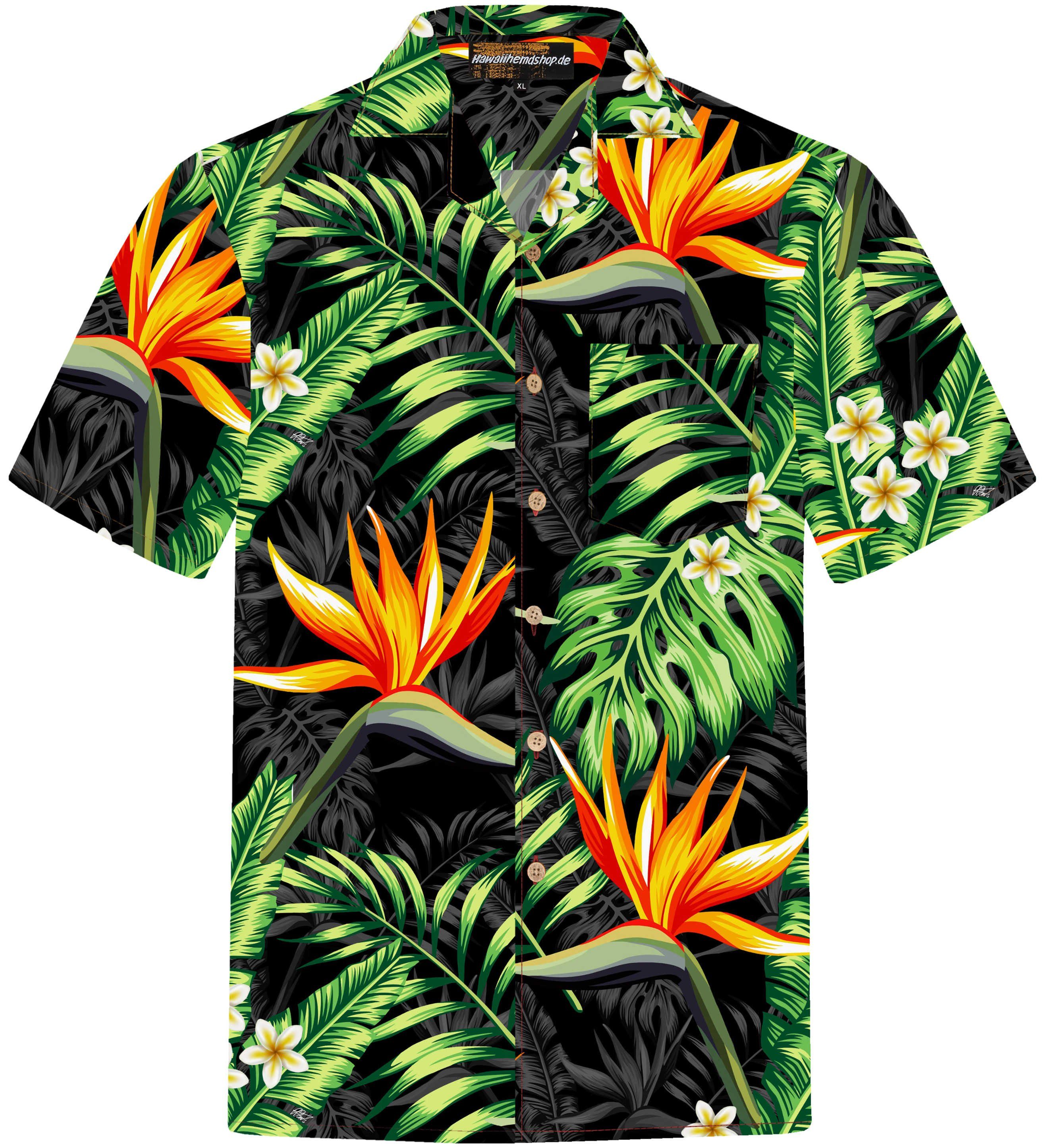 Hawaiihemdshop.de Hawaiihemd Hawaiihemdshop Hawaii Hemd Herren Baumwolle Kurzarm Blüten Shirt