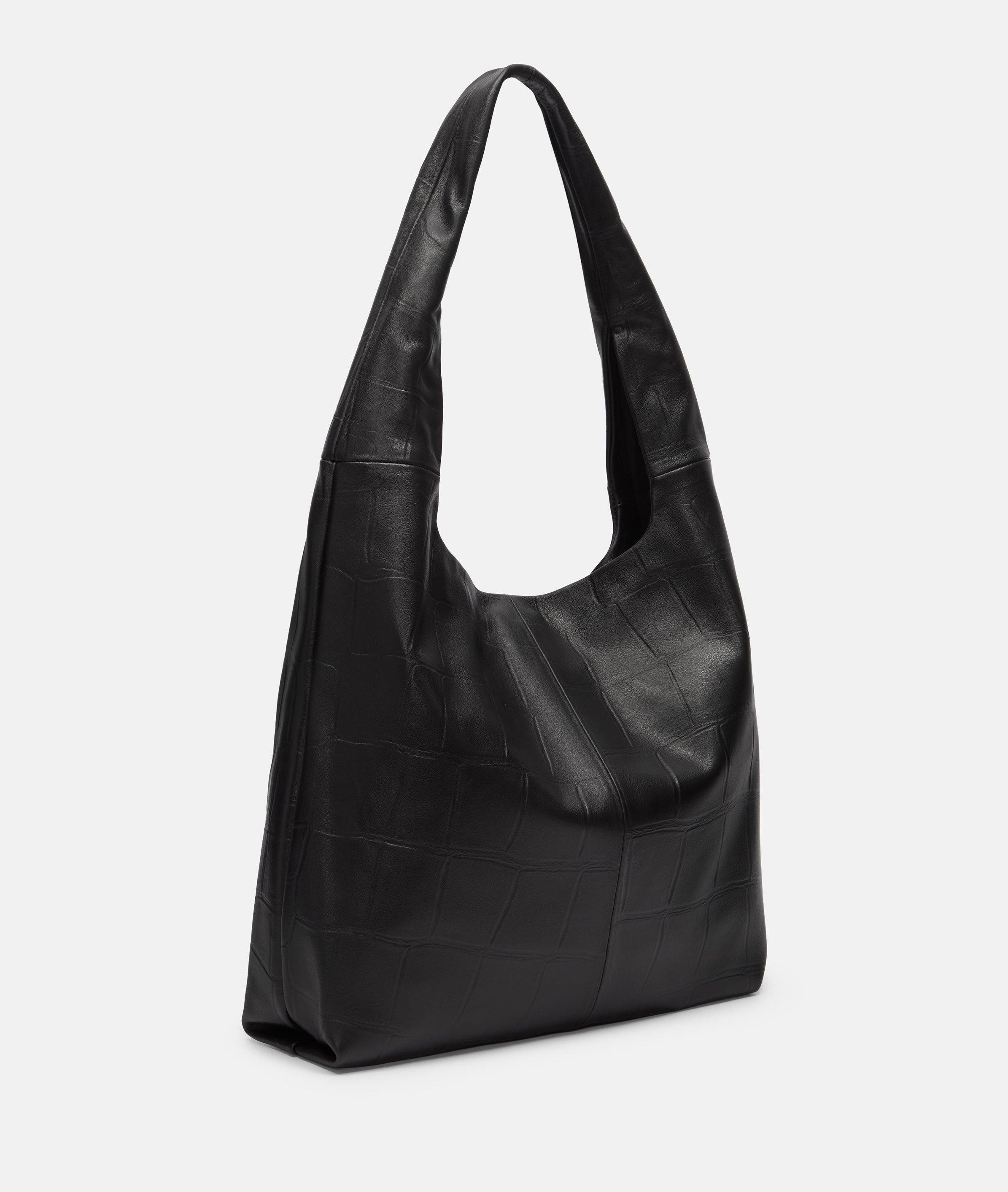 Liebeskind Berlin Schultertasche Kroko Mira Hobo L, Große Hobo-Bag mit Kroko-Prägung