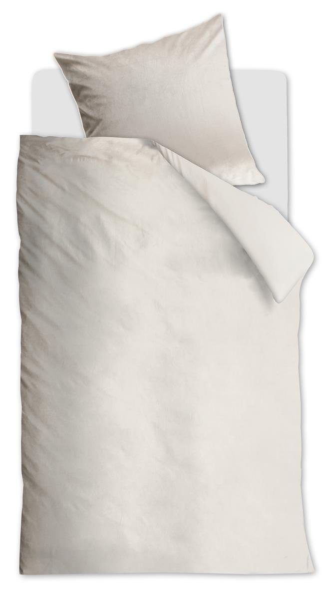 Bettwäsche Estate Off-White 135X200 Off-White Polyestersamt, Renforce Rückse, Rivièra Maison, Baumolle, 2 teilig, Bettbezug Kopfkissenbezug Set kuschelig weich hochwertig