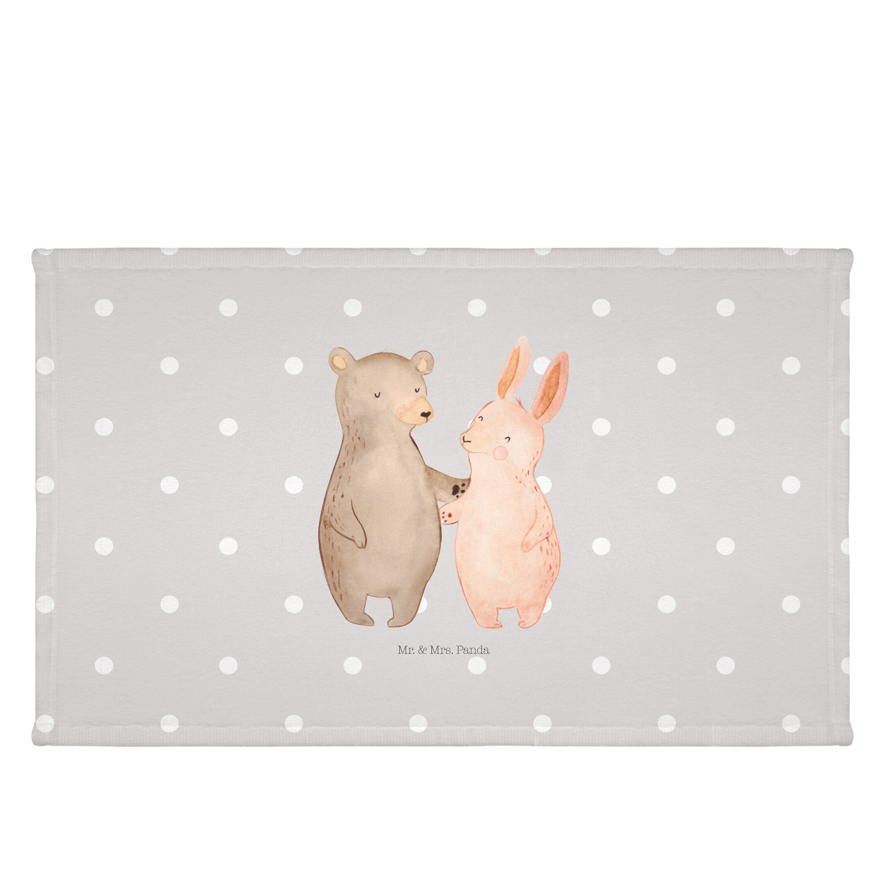 Freundschaft, Mr. Freu, Grau - Pastell Bär Mrs. Panda - bester Umarmen Handtuch (1-St) Hase Geschenk, &