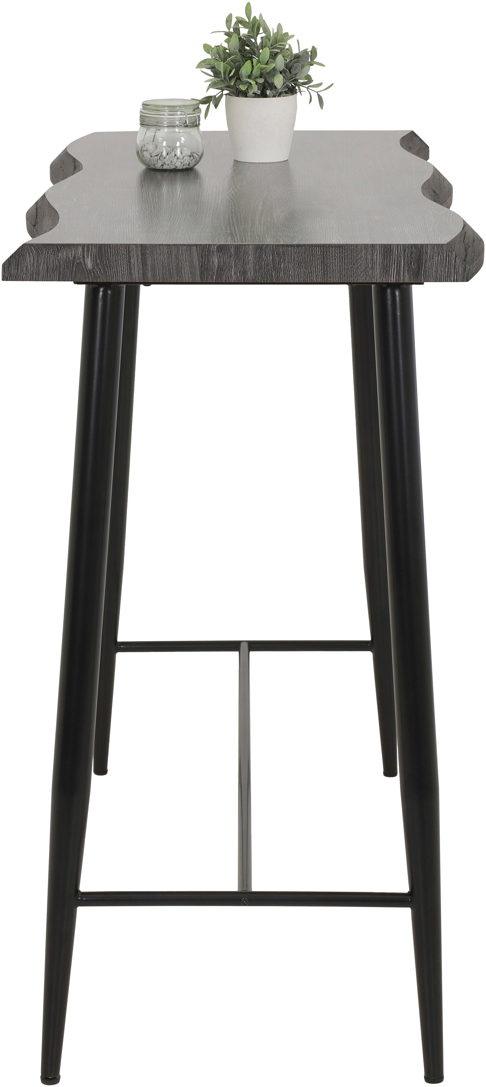 HELA Bartisch GABI, Baumkantentisch, 120 cm Breite, Industrial Design, Wildeiche oder Grau