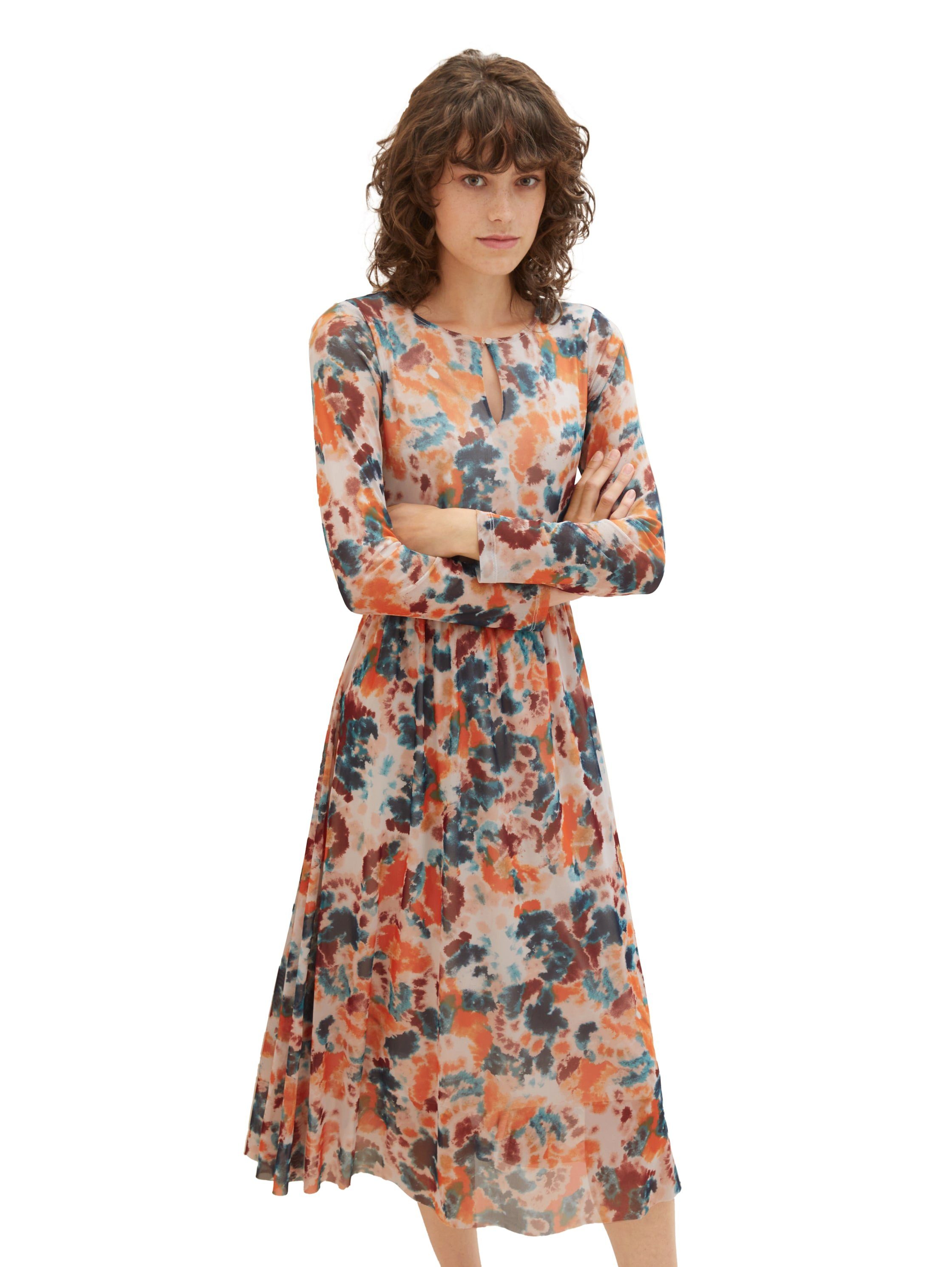 Midikleid mit dye TAILOR orange tie floral grey Struktur TOM