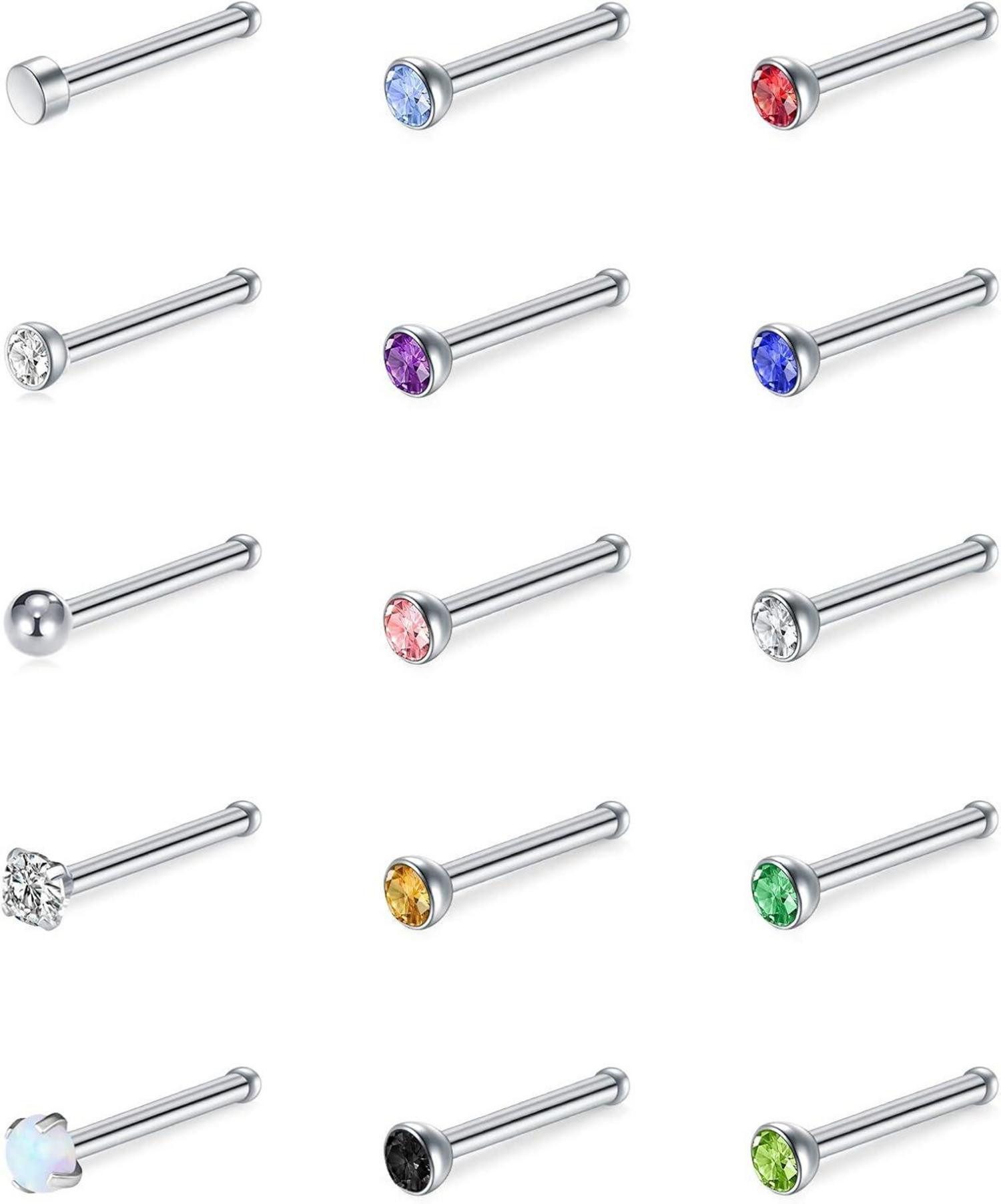 Mayhoop Nasenpiercing 20G Nasenpiercing Nasenringe Stahl CZ Opale Nostril Piercing Frauen