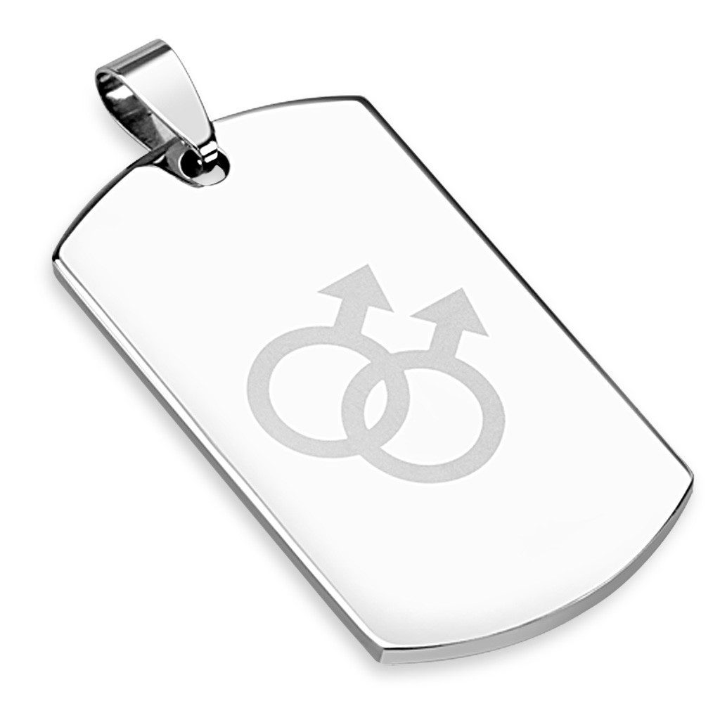 Anhänger Set Anhänger Dog Tag LGBT Silber aus Edelstahl Herren