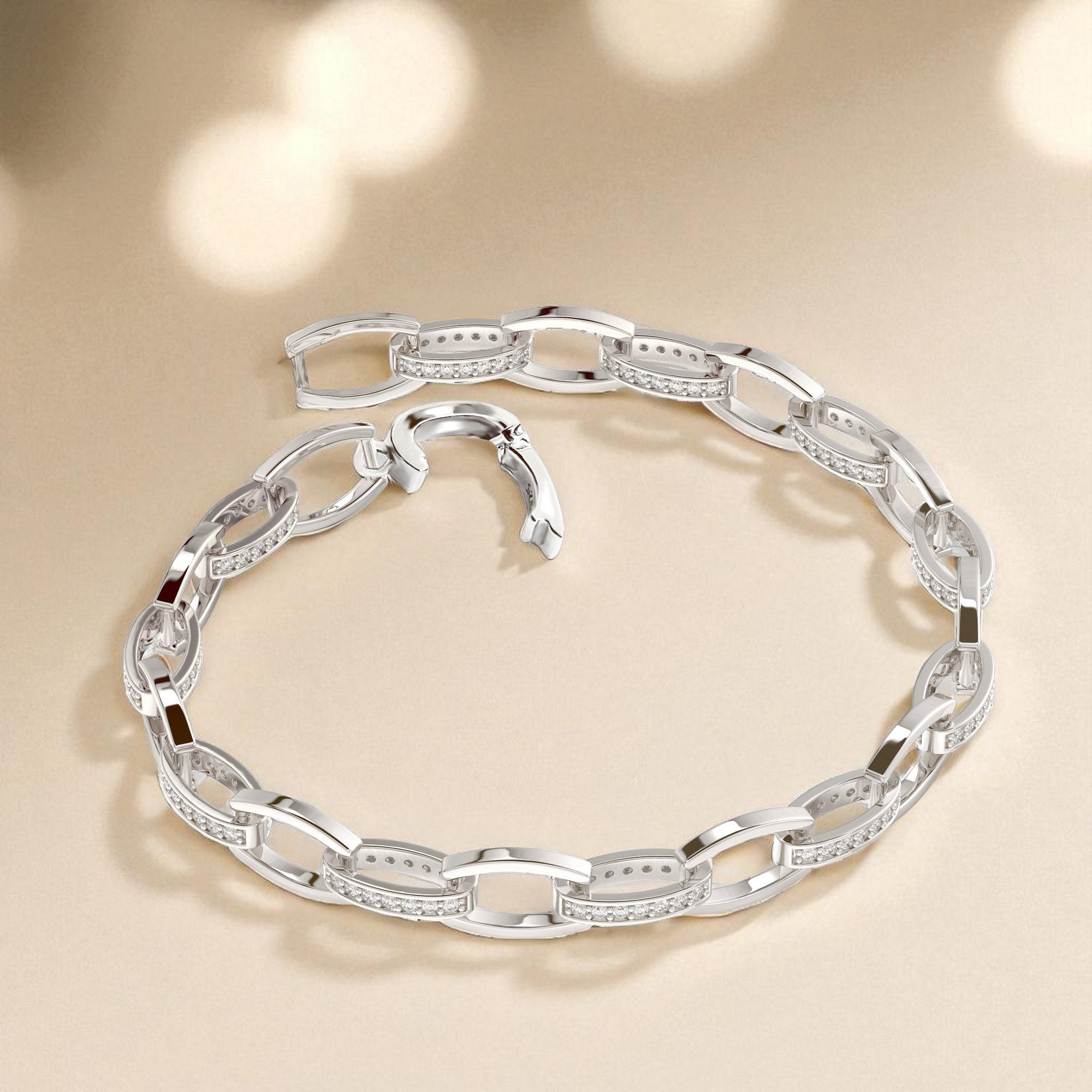 Schöner-SD Gliederarmband Silberarmband Damen teils mit Zirkonia 925 Silber Rhodium, Einhand-Klappverschluss