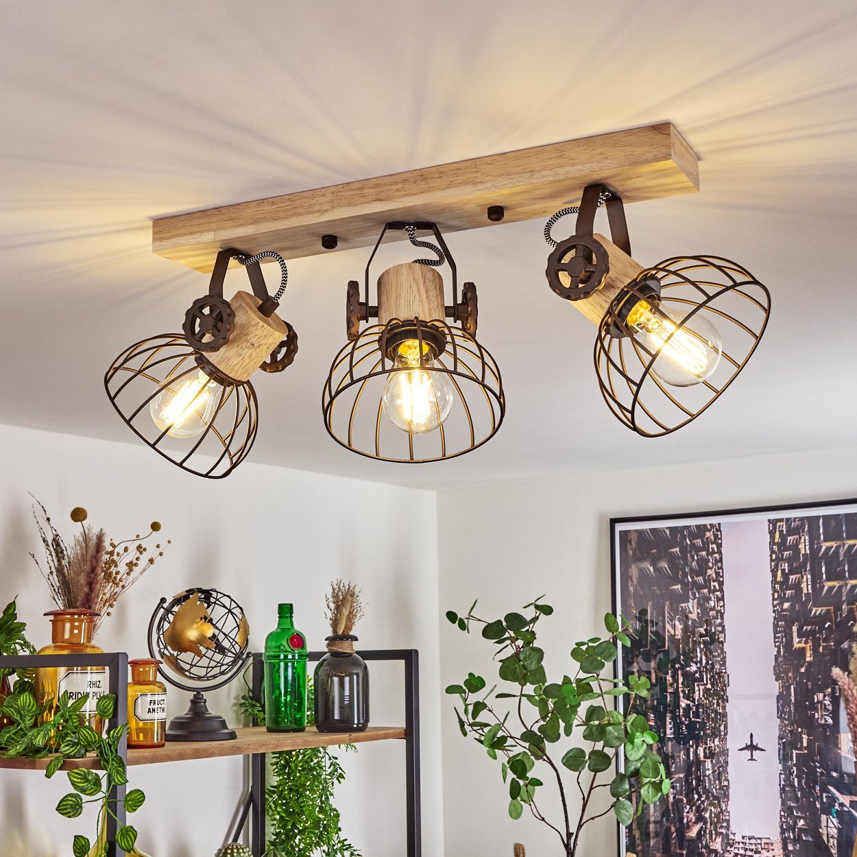 hofstein Deckenleuchte »Cotes« Deckenlampe aus Holz/Metall, Natur/Braun Sch günstig online kaufen