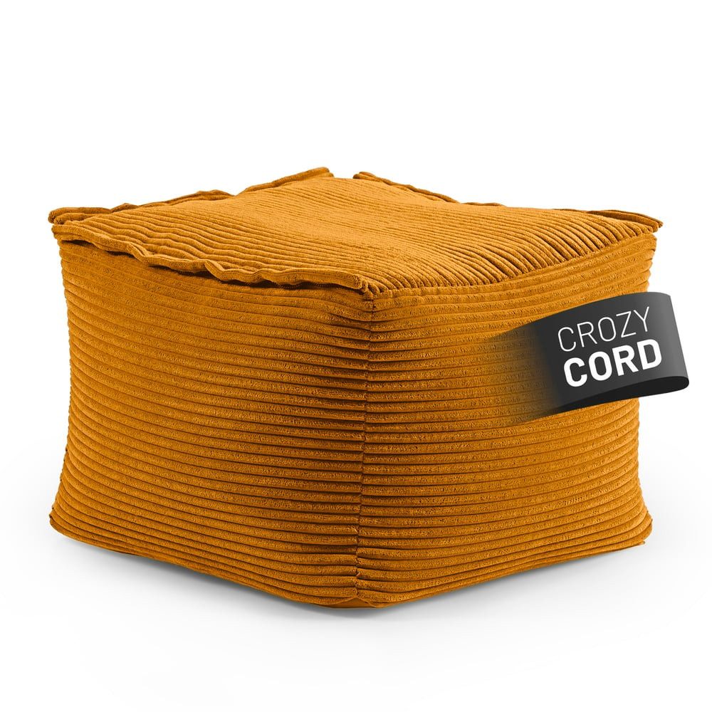 Lumaland Sitzsack Hocker Modular Cord 54x54x40cm senfgelb, Sessel abnehmbarer Bezug kombinierbar waschbar 54x54x40cm