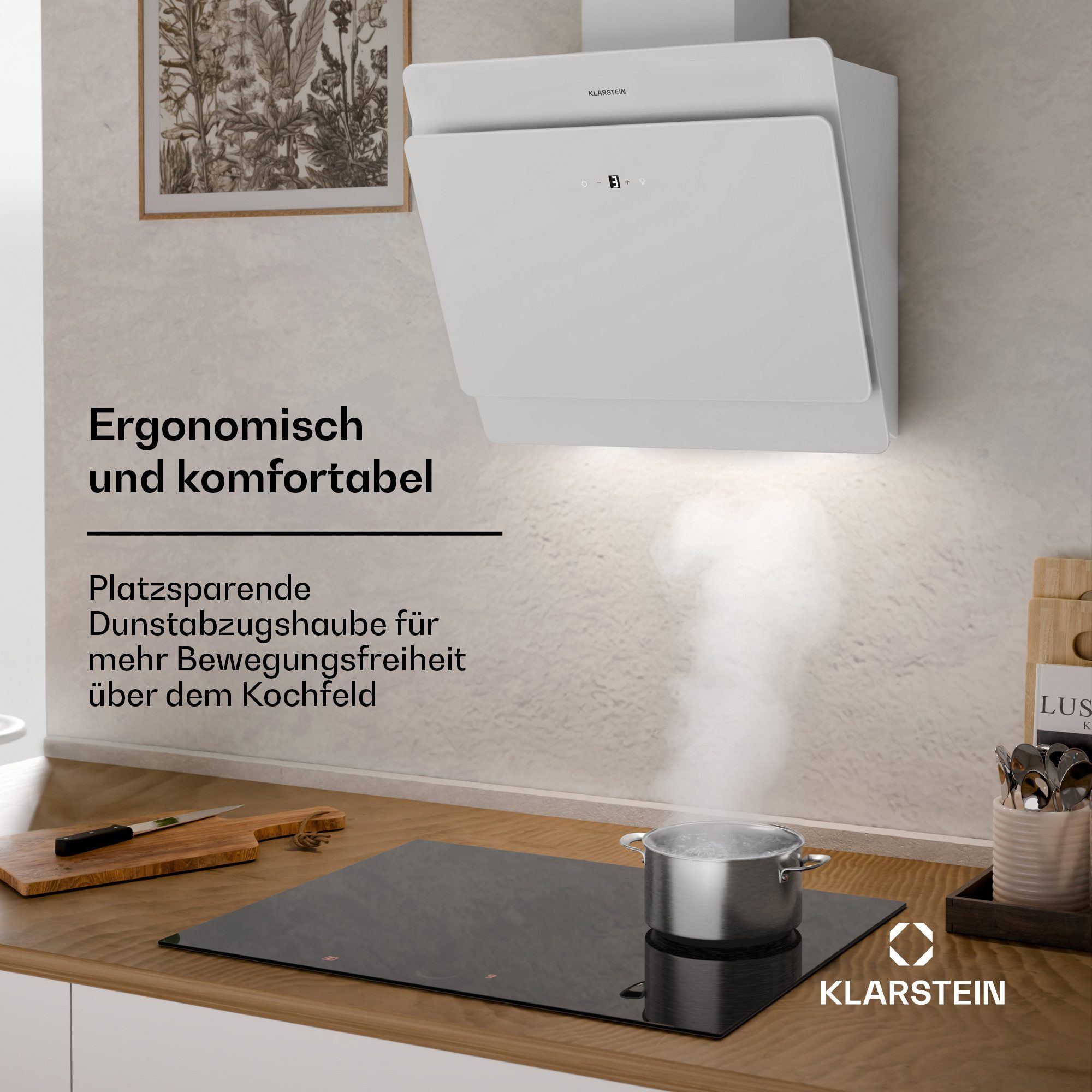 Klarstein Deckenhaube Aurica 60 Aurica 60, Abzugshaube kopffrei Abluft Haube Umluft Umlufthaube Kopffreihaube