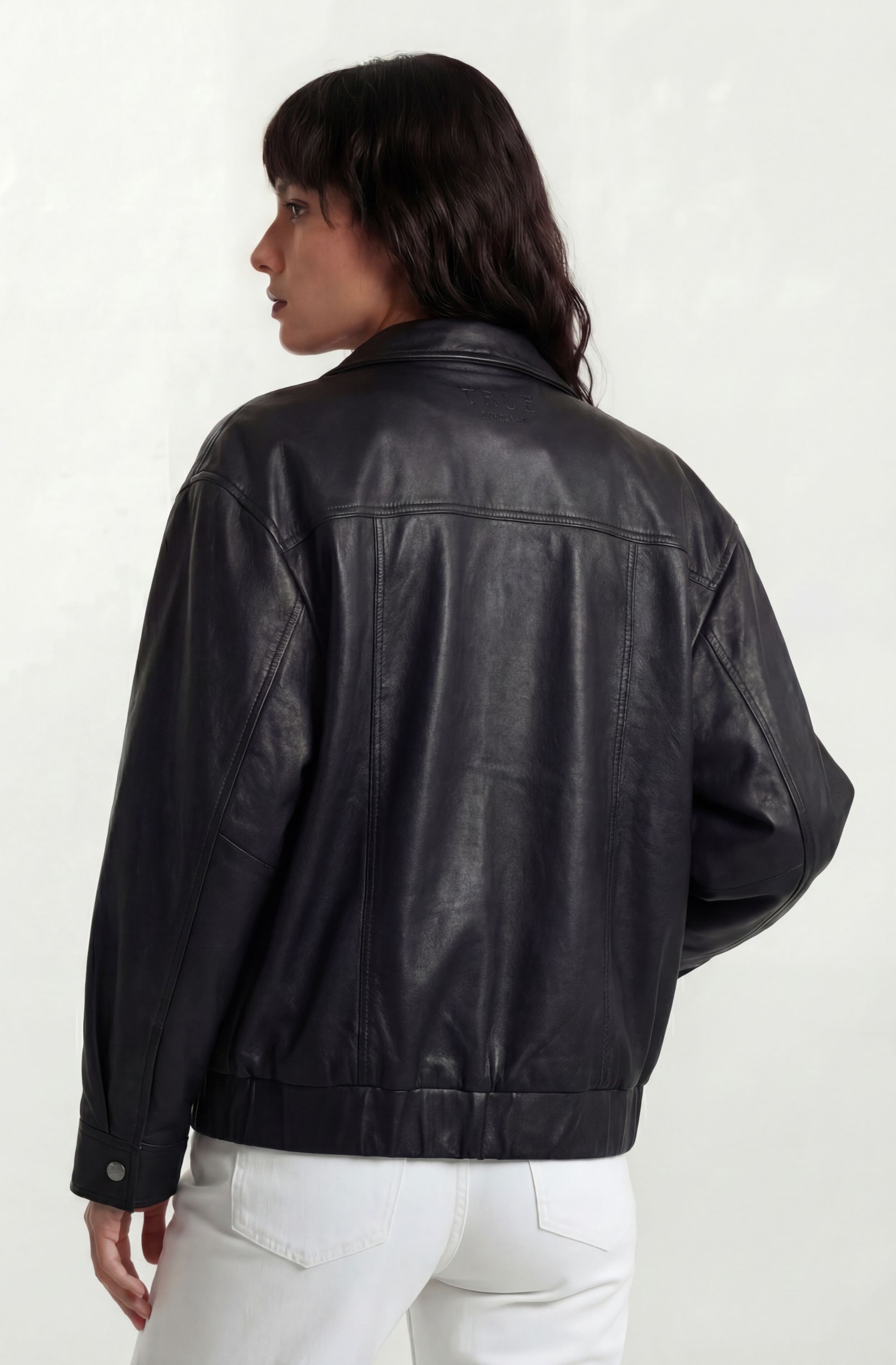 trueprodigy Lederjacke Nova Oversizejacke mit schrägen Taschen