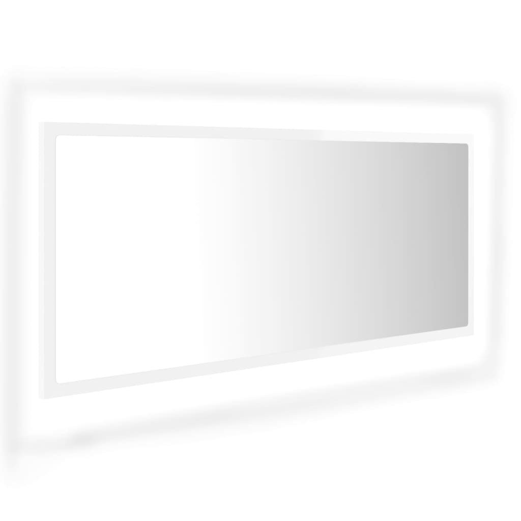 Acryl cm LED-Badspiegel 100x8,5x37 Badezimmerspiegelschrank vidaXL (1-St) Hochglanz-Weiß