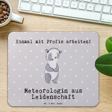 Mr. & Mrs. Panda Mauspad Meteorologin Leidenschaft - Grau Pastell - Geschenk, Arbeitskollege, (1-St), Ergonomisch geformt