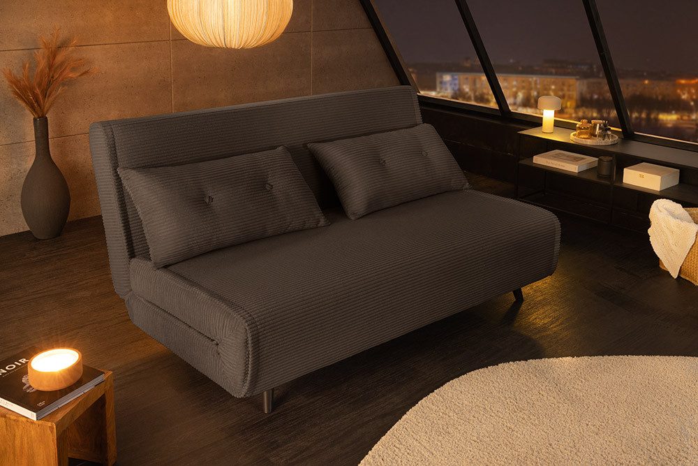 riess-ambiente Relaxsessel SMART MULTIFUNCTION 140cm grau - Cord, Bettfunktion, FSC-zertifiziert (Einzelartikel, 1-St), Ausziehbarer Schlafsessel - ideal für Arbeits-, Wohn- und Gästezimmer