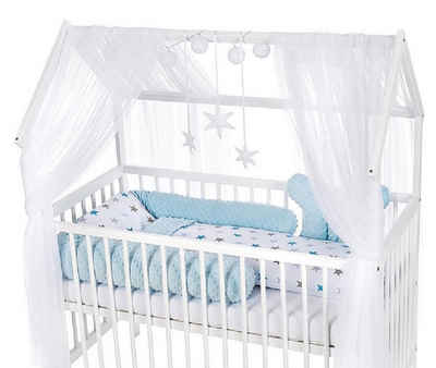 Kinderbettwäsche Ausstattung Bettset für Hausbett Deko Bettwäsche Sterne blau, Babyhafen, mit Reißverschluss