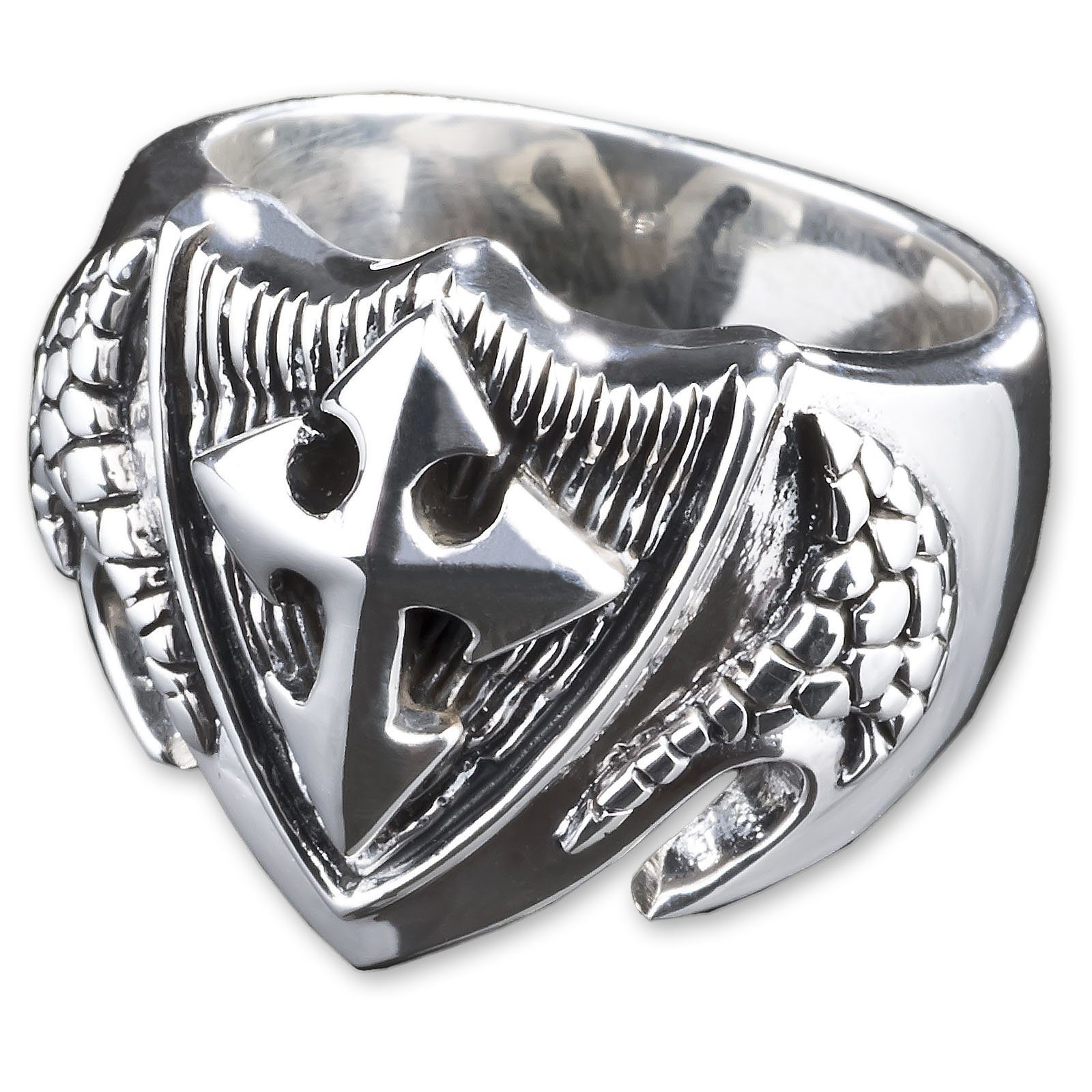 Silberring Herren Ring Kreuz Wappen Tempelritter Siegelring 925 Sterlingsilber